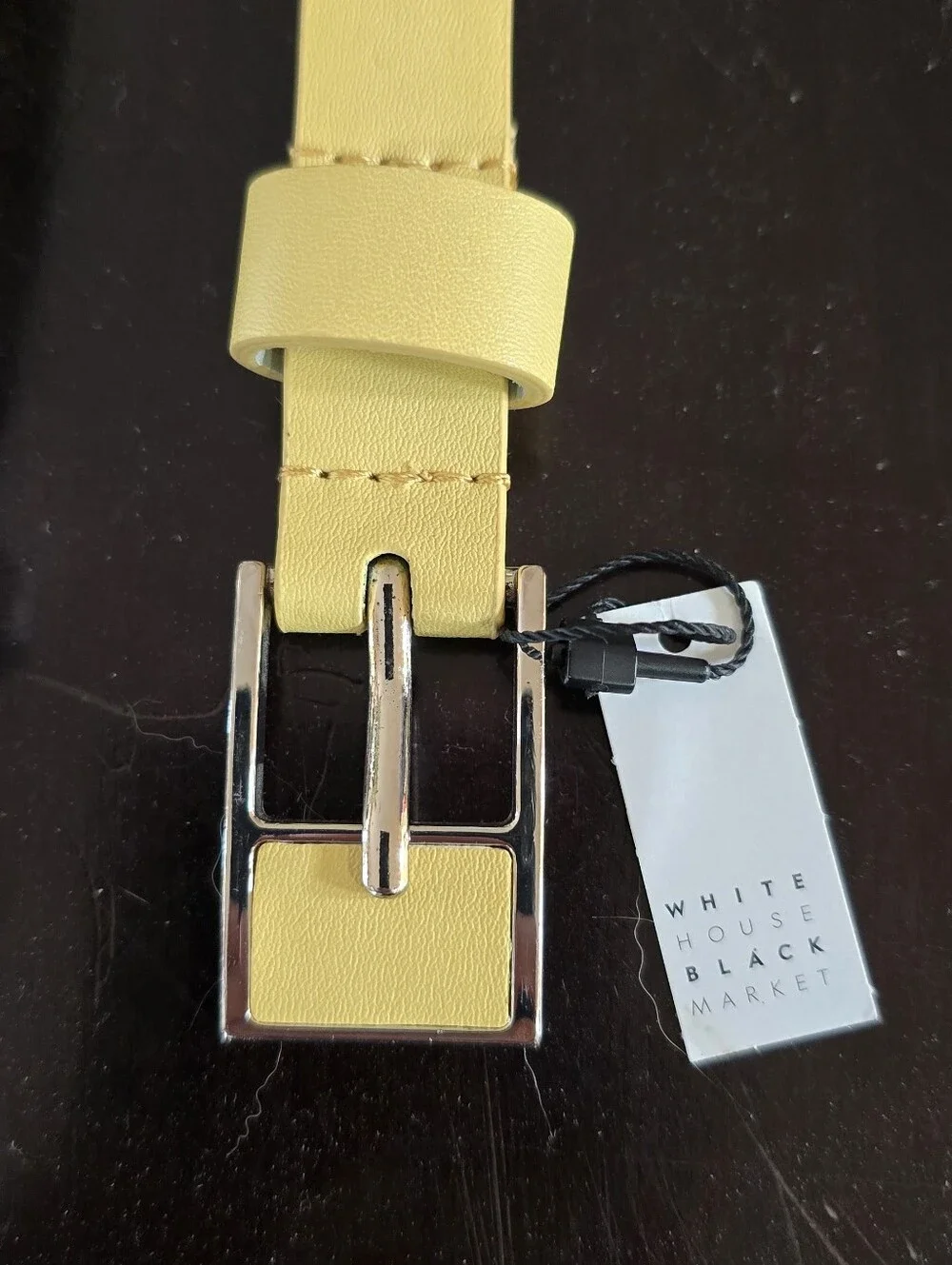 Whit House Black Market Yellow Leather Belt with Silver Buckle
